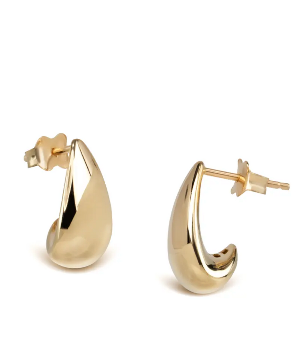 14K Gold Drop Thick Stud Earrings