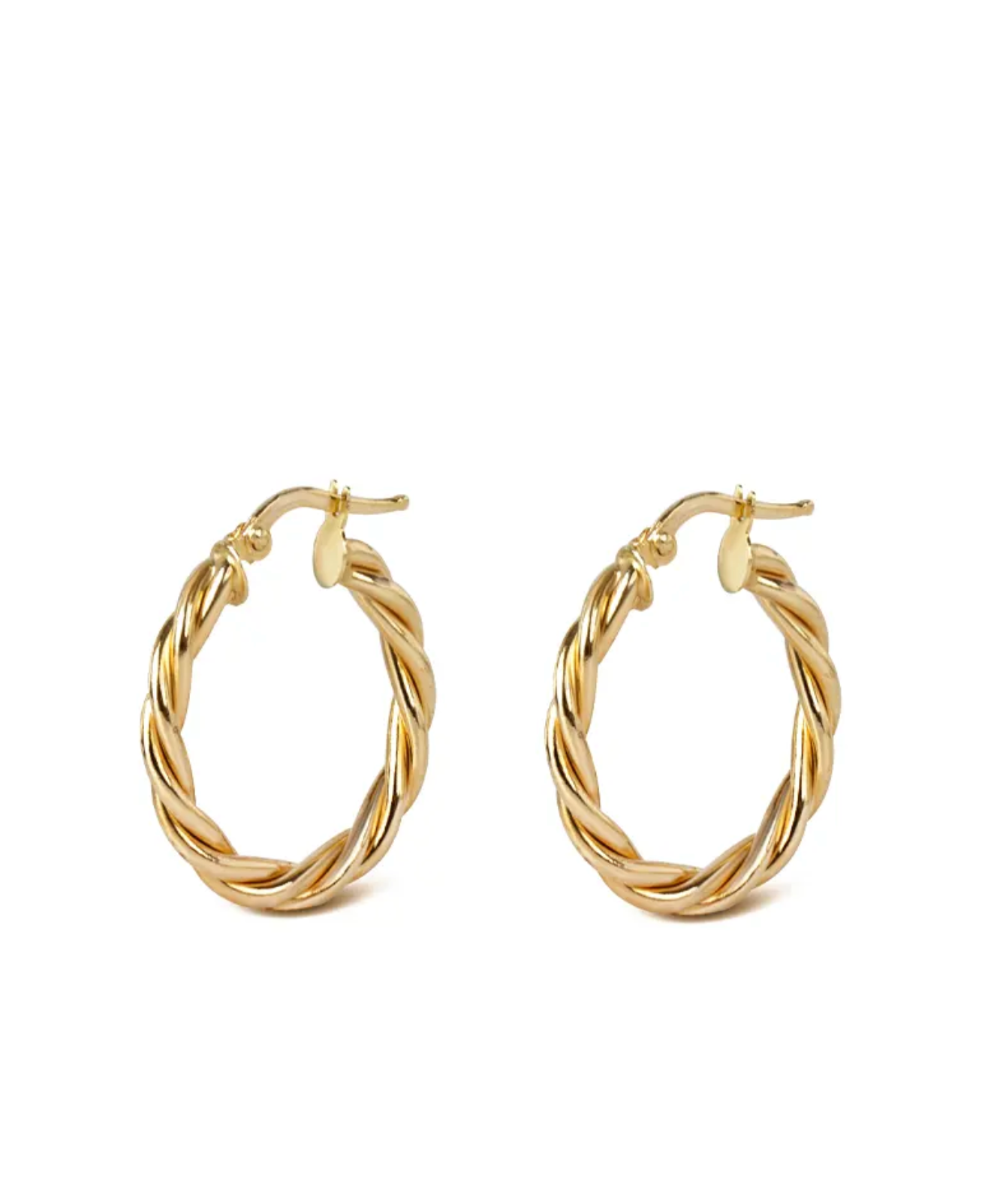 14K Gold Small Round Thick Twisted Hoops