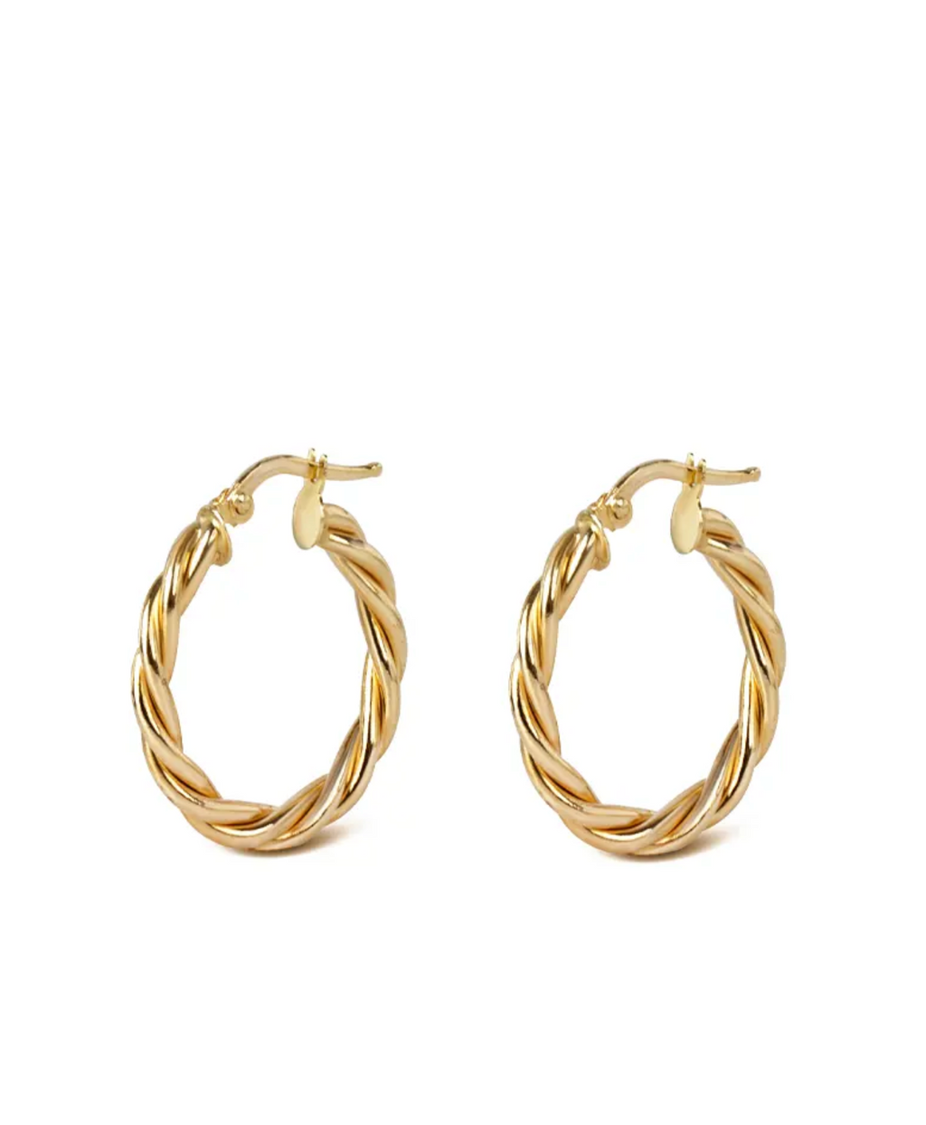 14K Gold Small Round Thick Twisted Hoops