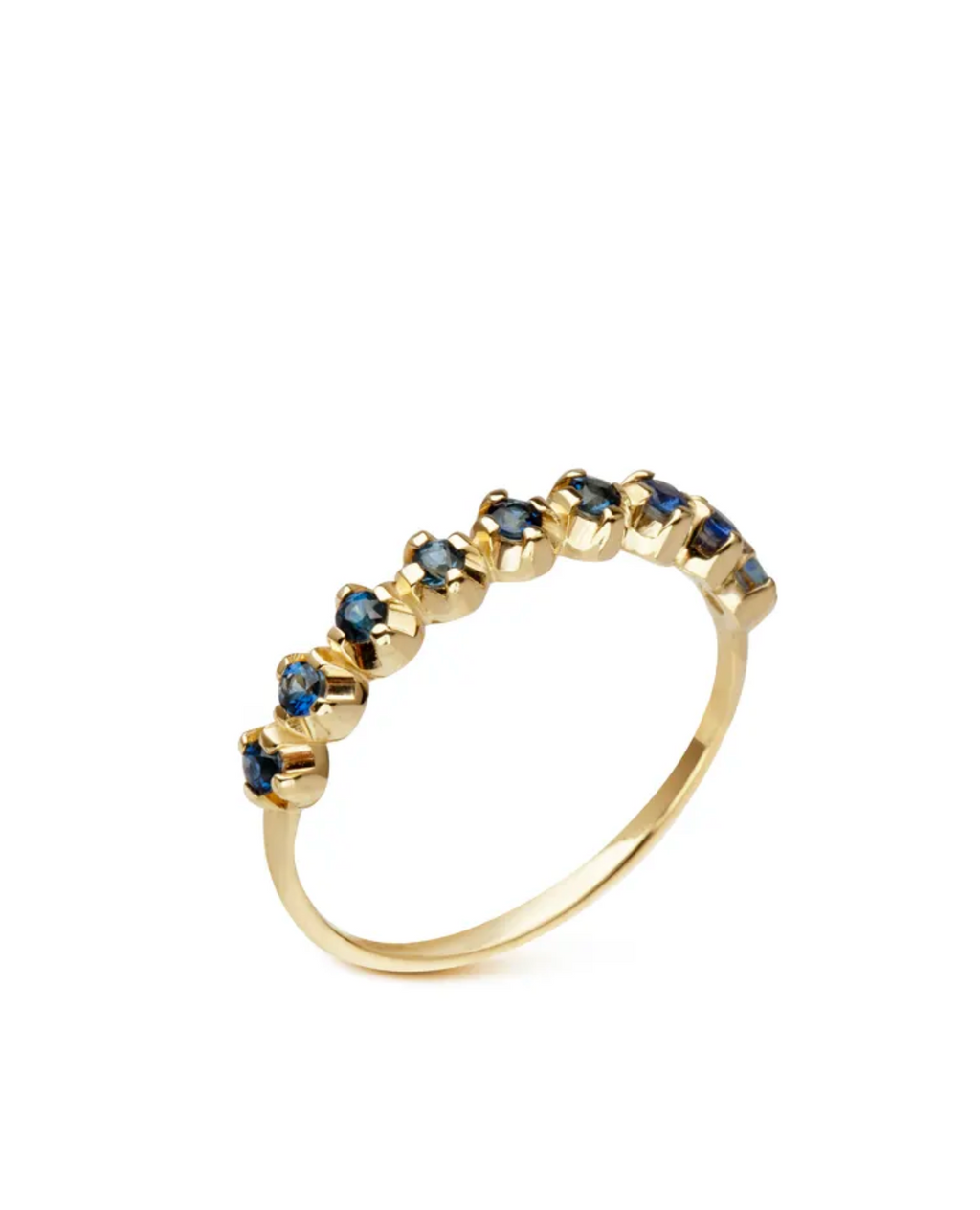 14K Gold Half Band Sapphire Ring