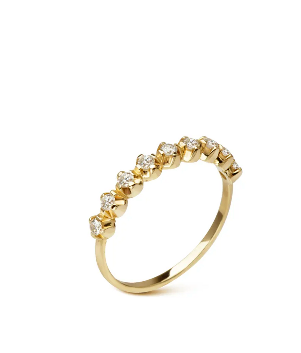 14K Gold Half-Band Diamond Ring