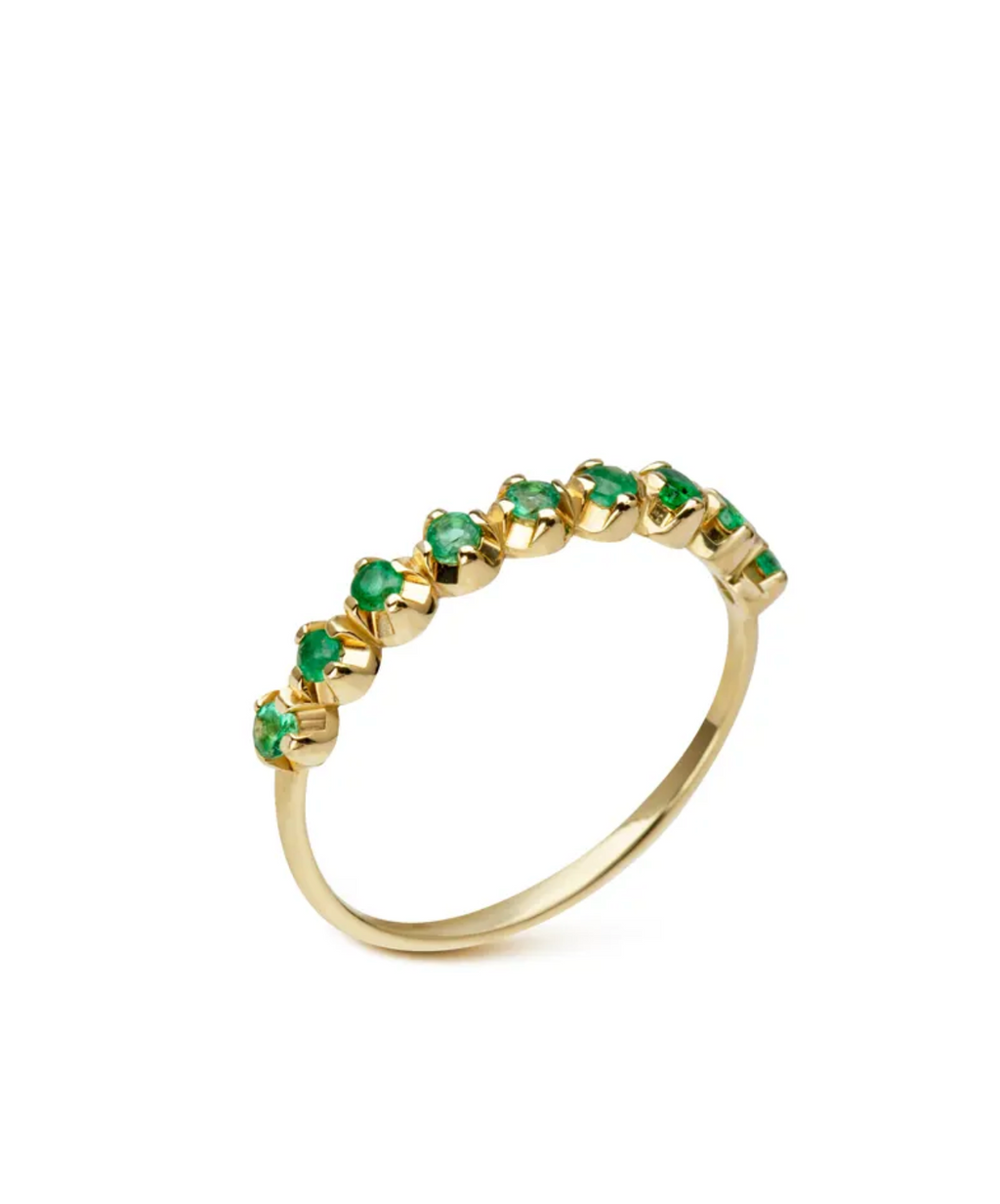 14K Gold half-band emerald ring