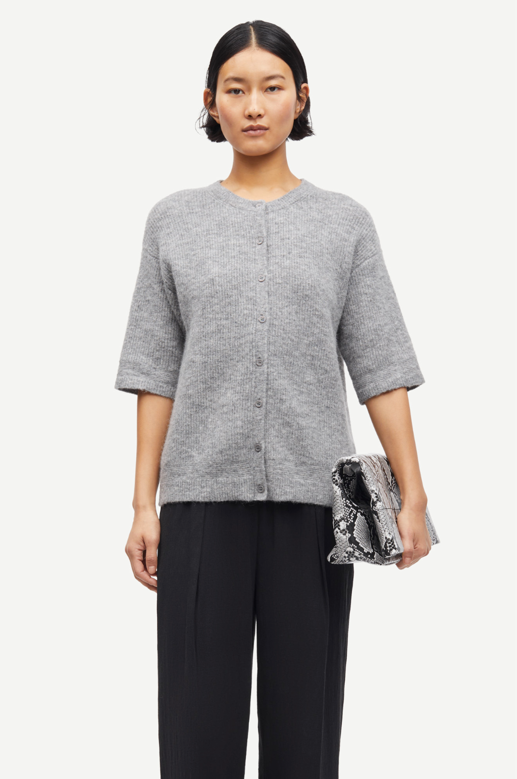 Saanoura SS Cardigan in Grey Mel