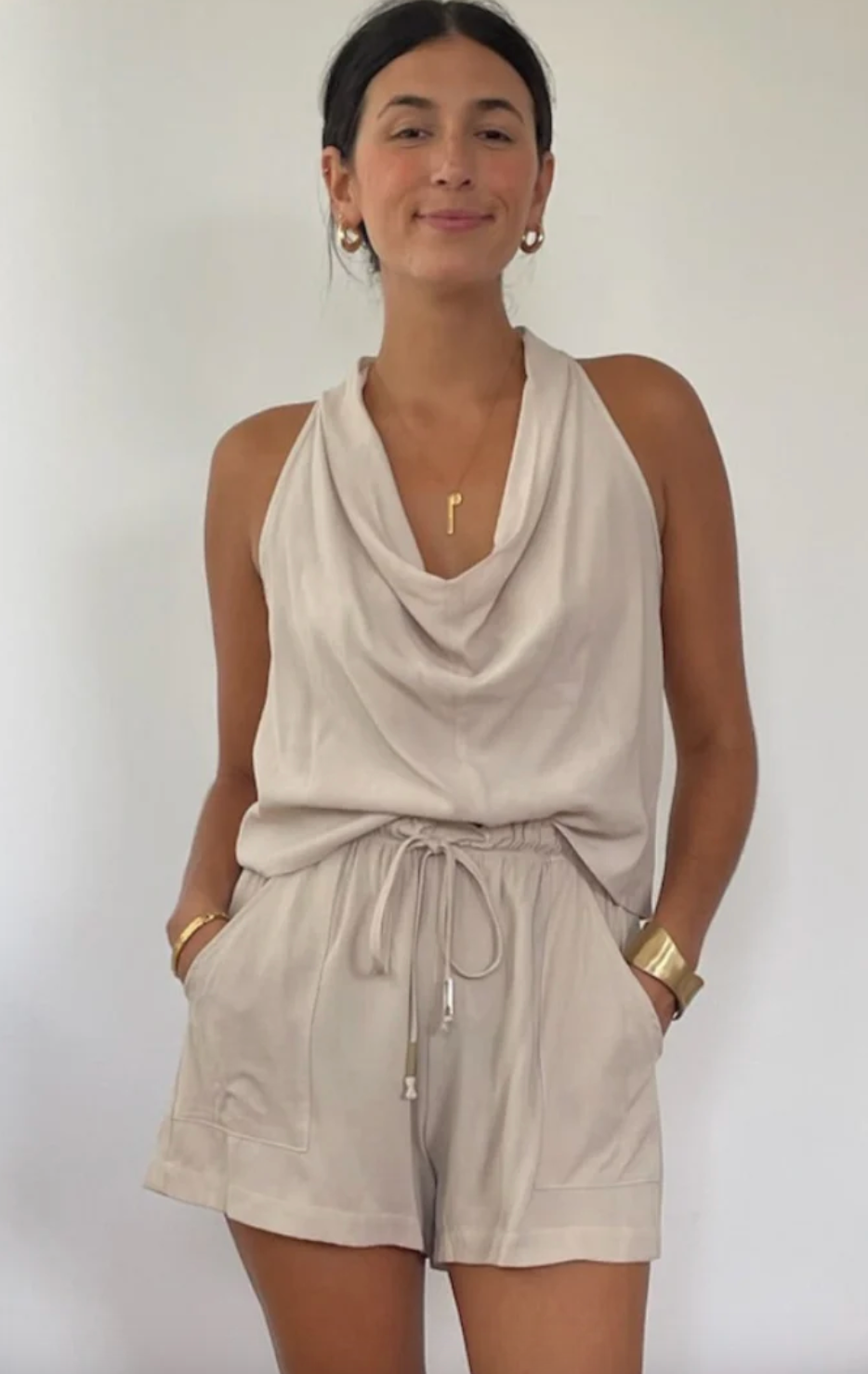 Laid Back Cowl Top in Oyster
