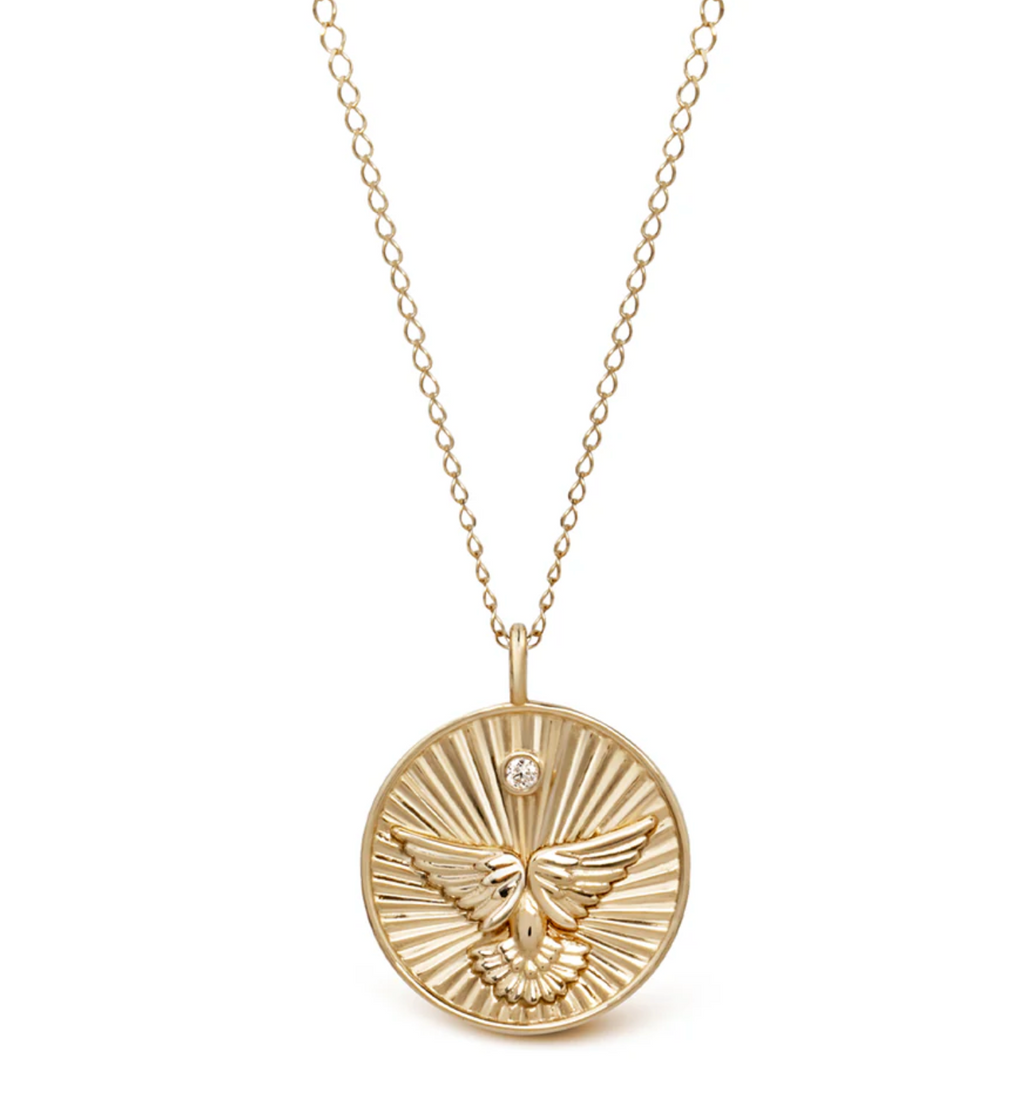 14K Gold "Wings" Talisman Pendant 2025 Disc Necklace