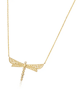 14K Gold Dragonfly Necklace with Diamonds