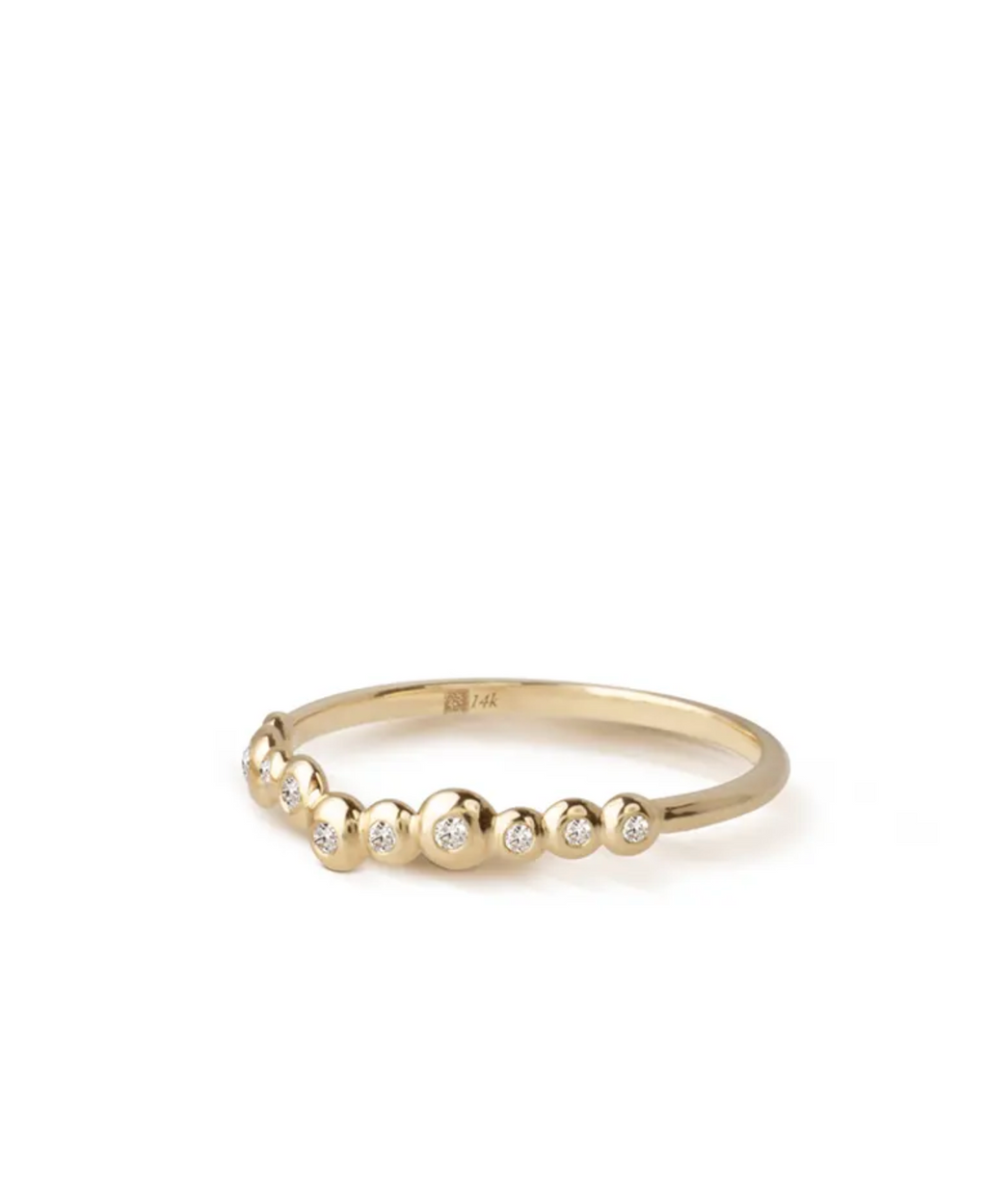 14K Gold Half Irregular "Bubble" Diamonds Band Ring