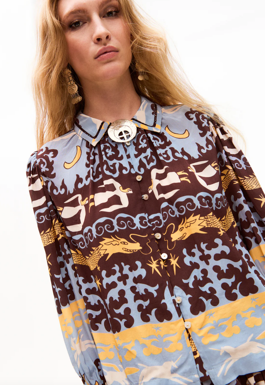 Elisa Shirt in Dragon Horse Blue