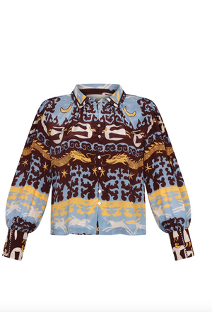 Elisa Shirt in Dragon Horse Blue