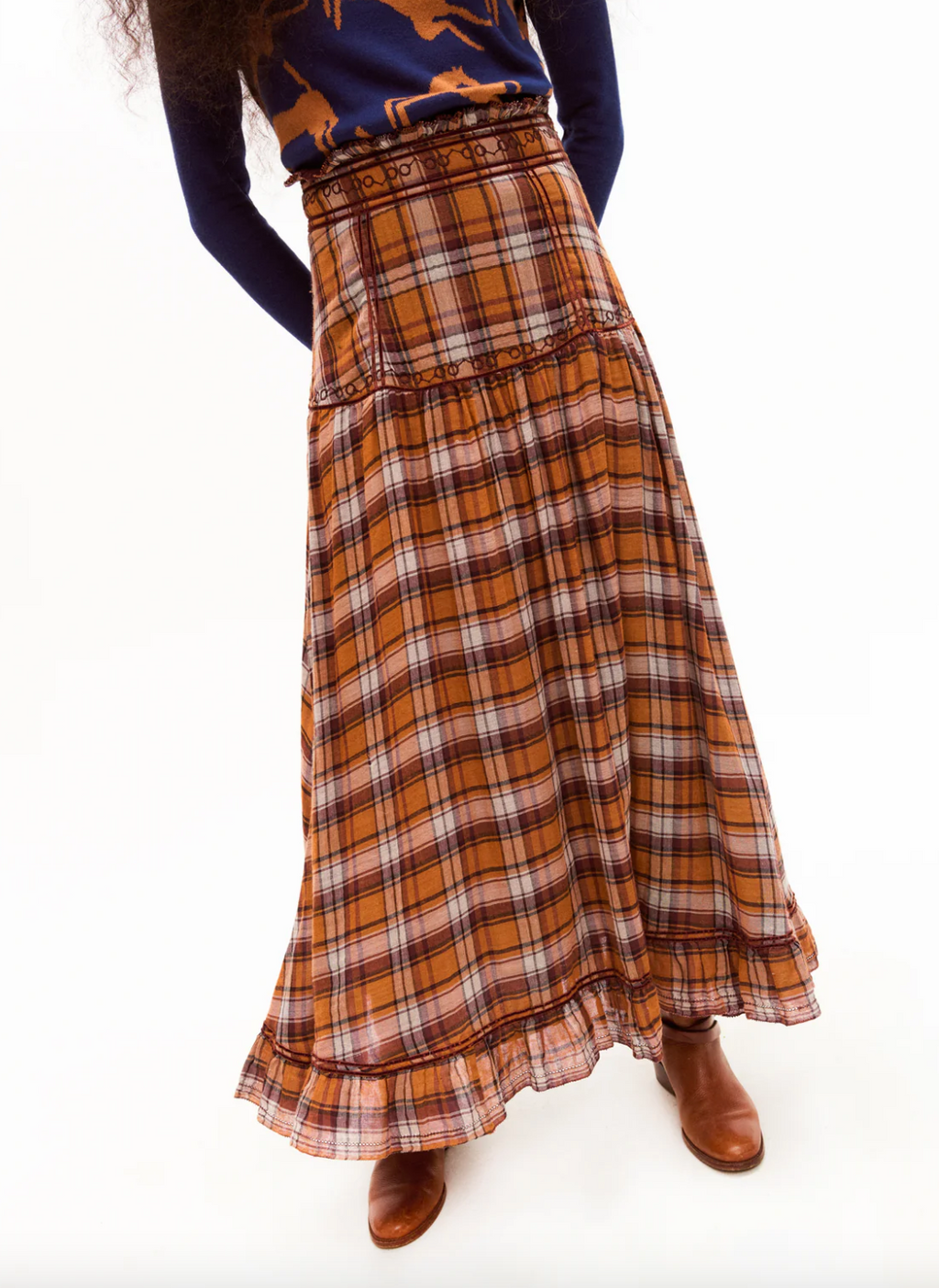 Jinete Skirt- Brown Plaid