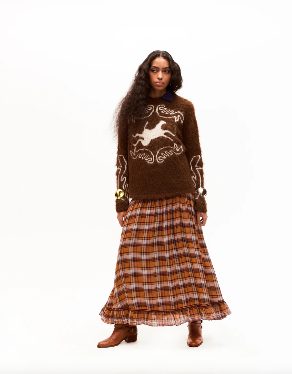 Jinete Skirt- Brown Plaid
