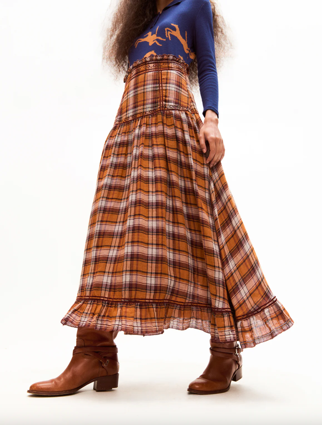 Jinete Skirt- Brown Plaid