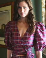 Scarlett Wrap Top in Berry Tartan