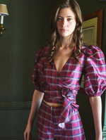 Scarlett Wrap Top in Berry Tartan