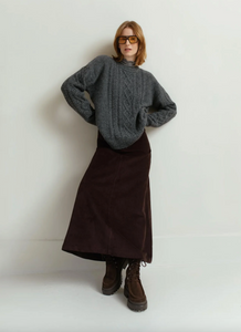 Rayna Cable Sweater in Dark Stone