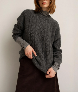 Rayna Cable Sweater in Dark Stone