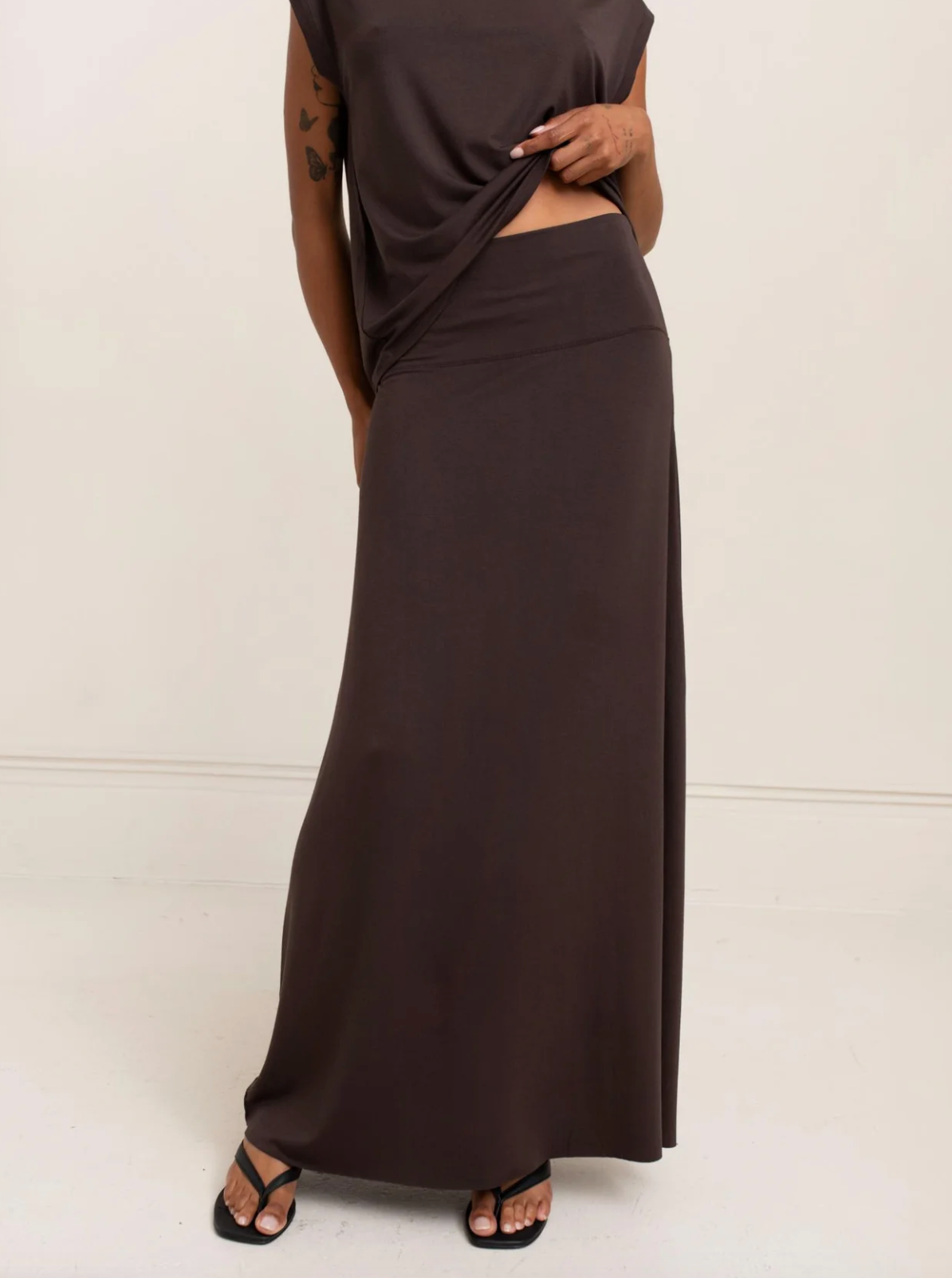 Mayla Long Skirt in Chocolate Torte