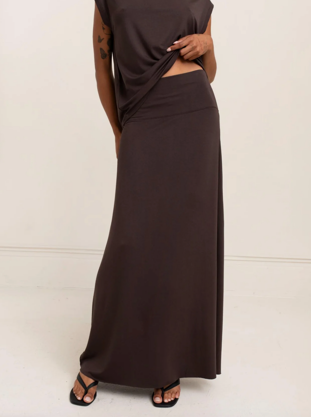 Mayla Long Skirt in Chocolate Torte