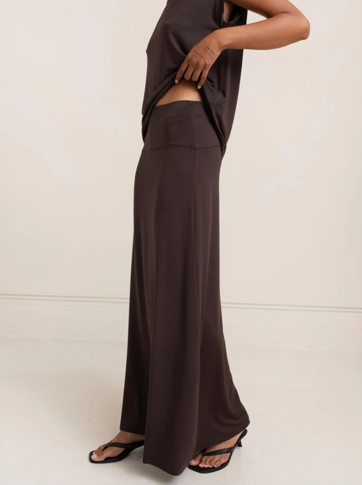 Mayla Long Skirt in Chocolate Torte