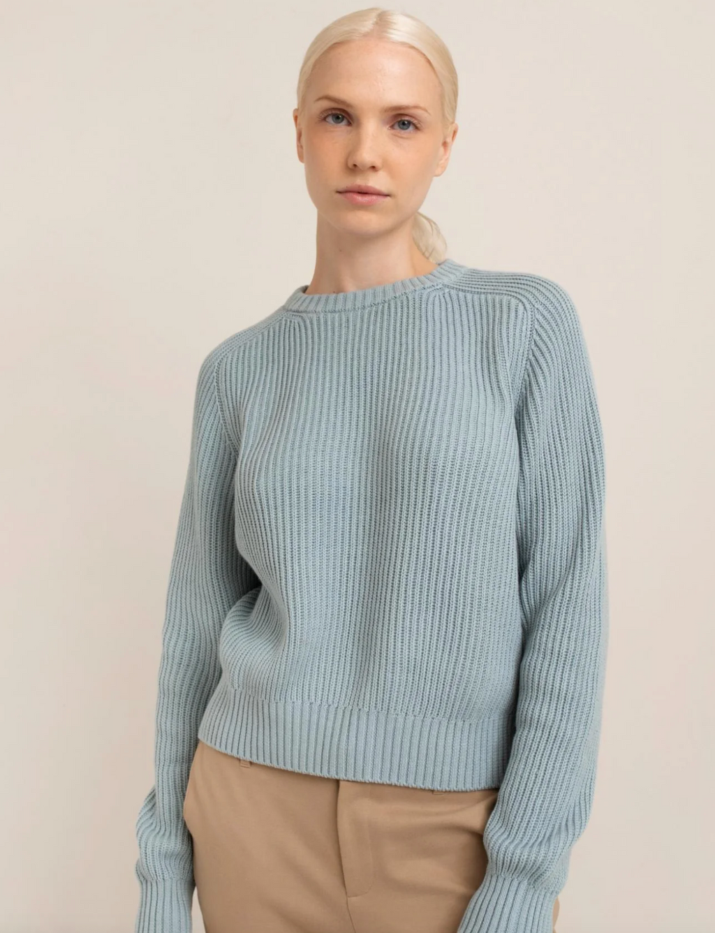 Avery Crewneck Sweater in Milky Blue