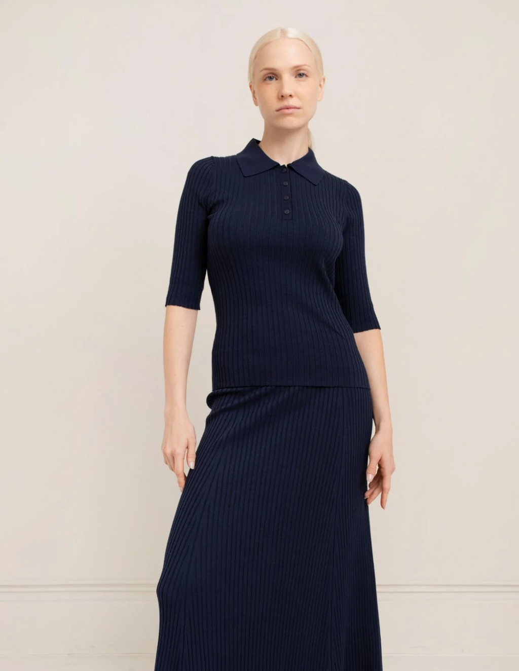 Leona Rib Polo in French Navy