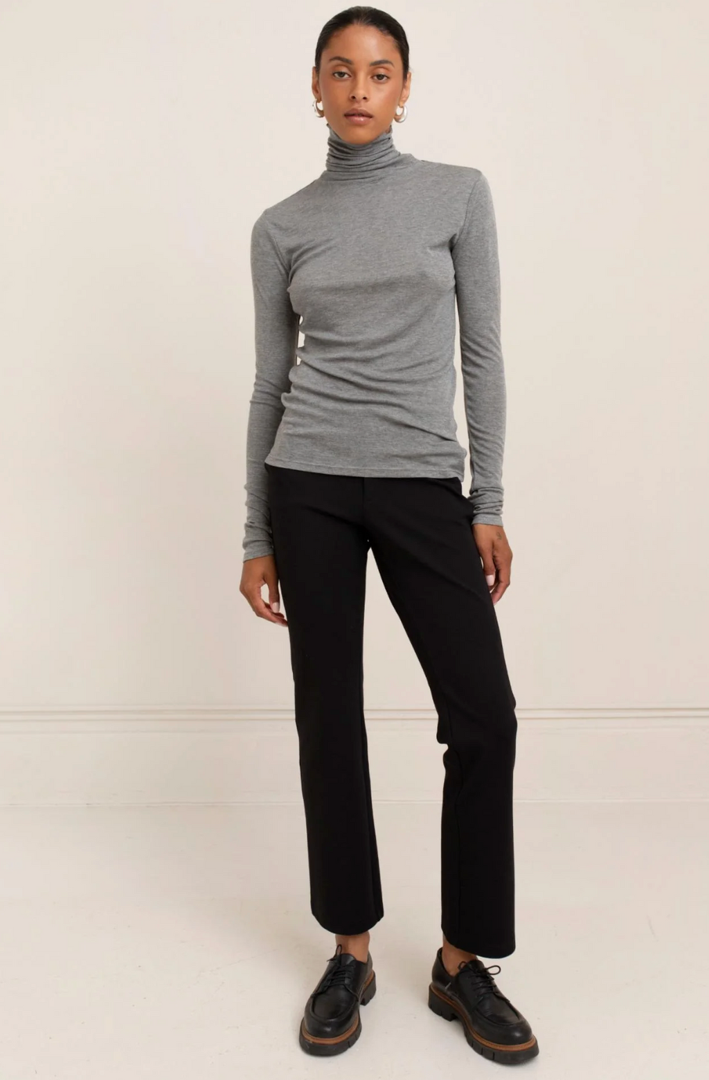 Eva Turtle Neck in Melange Grey
