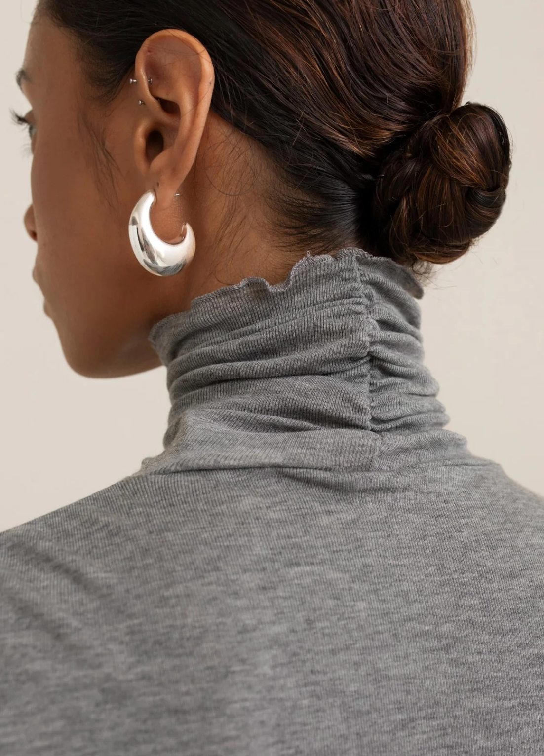 Eva Turtle Neck in Melange Grey