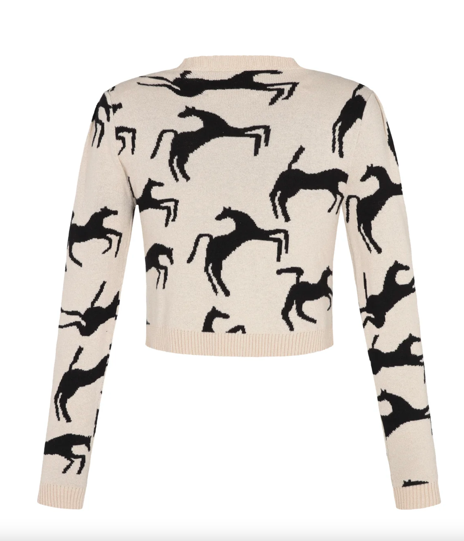 Cardigan Wild Horses in Off White/Black