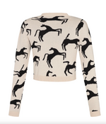 Cardigan Wild Horses in Off White/Black