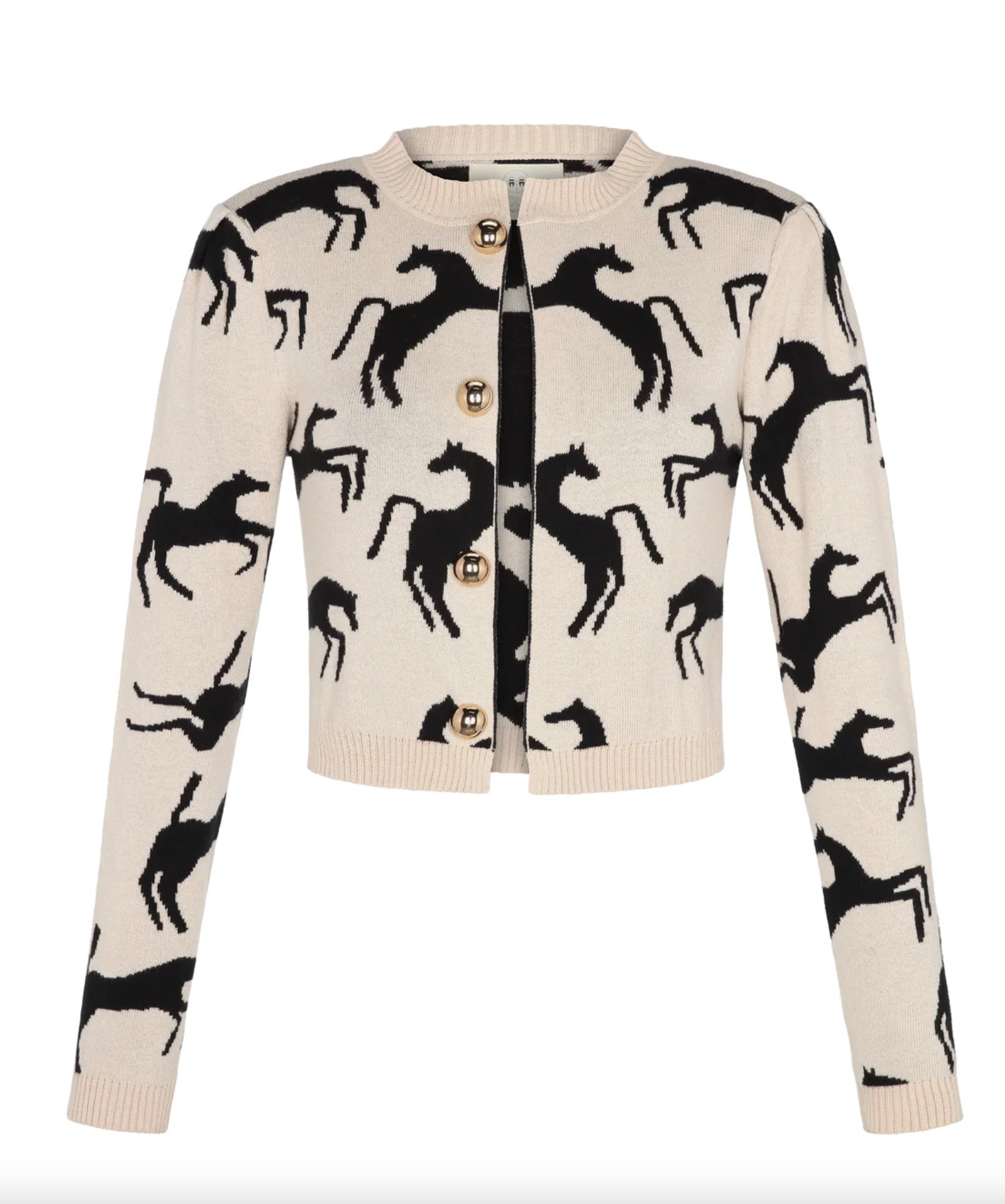 Cardigan Wild Horses in Off White/Black