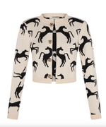 Cardigan Wild Horses in Off White/Black