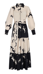 Salma Dress in Cream Jumping Horses