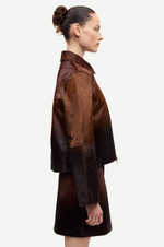 Salylo Leather Jacket in Dark Brown Dip Dye