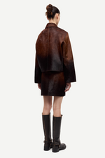 Salylo Leather Jacket in Dark Brown Dip Dye