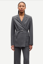 Salot Blazer Belt in Dark Gull Grey Pinstripe