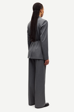 Salot Blazer Belt in Dark Gull Grey Pinstripe