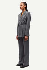 Salot Blazer Belt in Dark Gull Grey Pinstripe