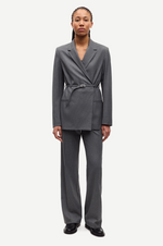 Salot Trousers in Dak Gull Grey Pinstripe