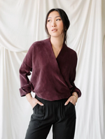 Twist Blouse in Aubergine
