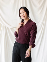 Twist Blouse in Aubergine