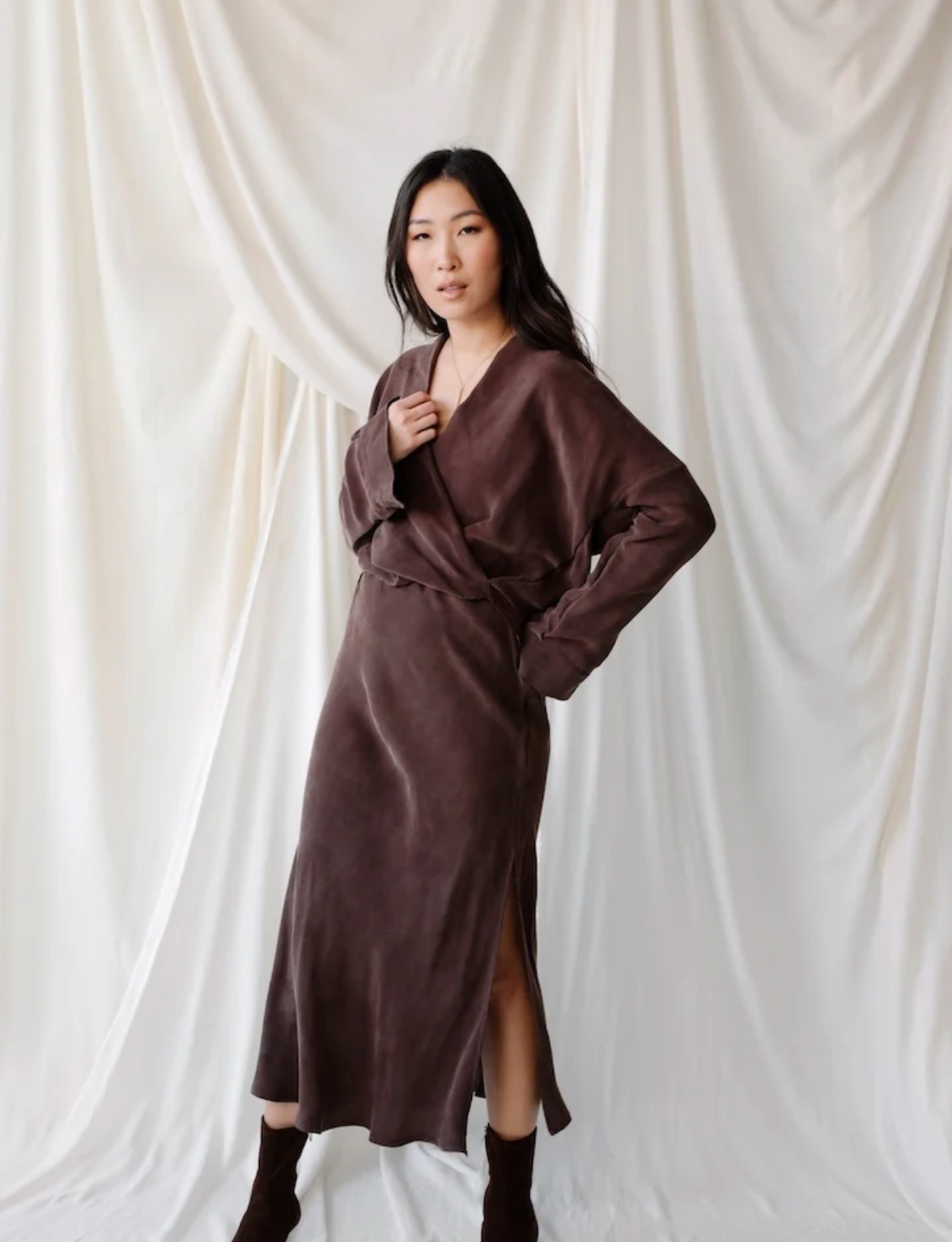 Bias Slip Skirt in Espresso