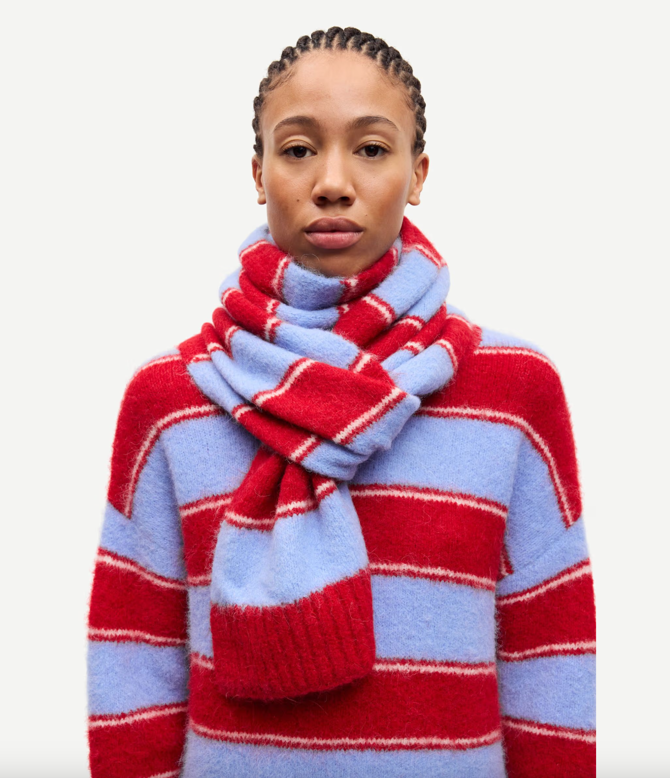 Sajeanne Scarf in Haute Red Stripe