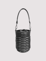 Afroditi Leather Basket Bag in Black