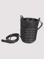 Afroditi Leather Basket Bag in Black