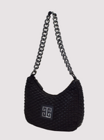 Ino Small Capitone Baguette Bag in Black