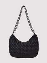 Ino Small Capitone Baguette Bag in Black