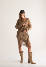 Lina Crossbody Bag in Beige Suede