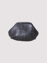 Niovi Embossed Leather Clutch in Black