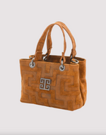 Perla Embossed Suede Mini Bag in Cognac