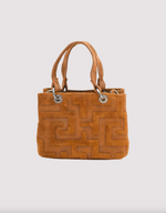 Perla Embossed Suede Mini Bag in Cognac